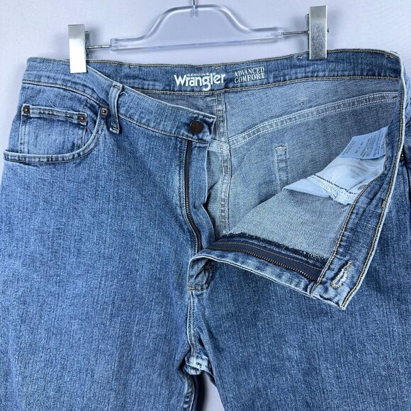 Wrangler Straight Leg Jeans Mens Size 38X32 Advanced Comfort MGW25MW Blue - Picture 5 of 12